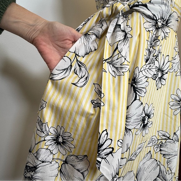 Anne Klein Floral Striped Sleeveless Dress With Pockets And Belt Women’s Size 6 - Picture 6 of 10